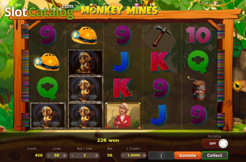 Win Screen. Monkey Mines slot