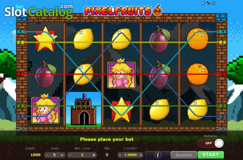 Reel Screen. Pixel Fruits 2D slot