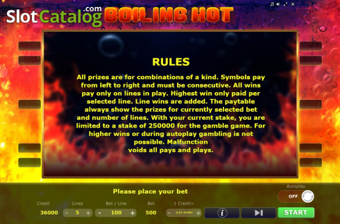 Rules. Boiling Hot slot