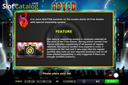 Symbols screen. AB-CD slot