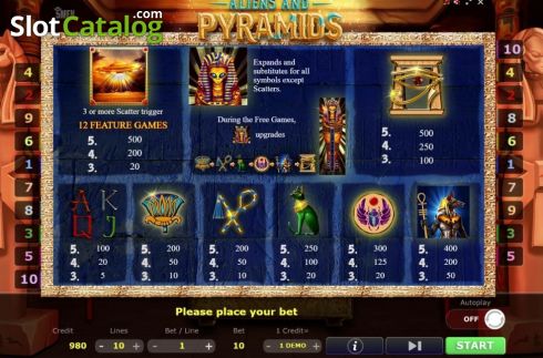 Bildschirm6. Aliens and Pyramids slot
