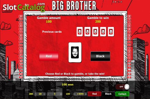 Risk/Gamble game screen. Big Brother slot