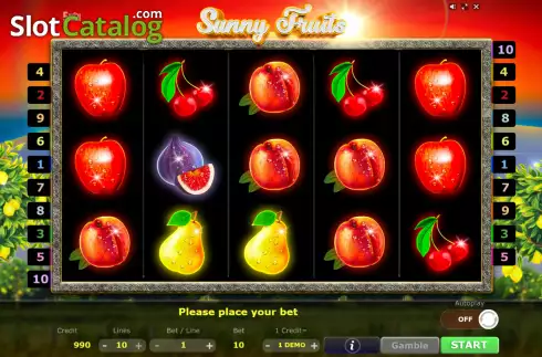 Écran2. Sunny Fruits (Five Men Games) Machine à sous