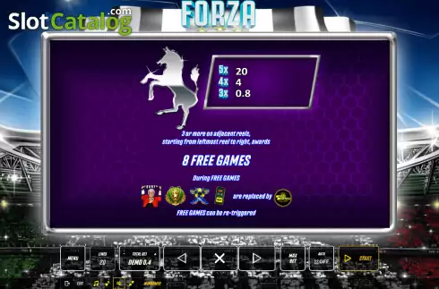 Free Games screen. Forza slot