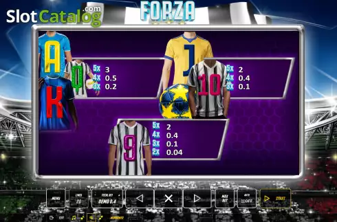 Paytable screen 2. Forza slot