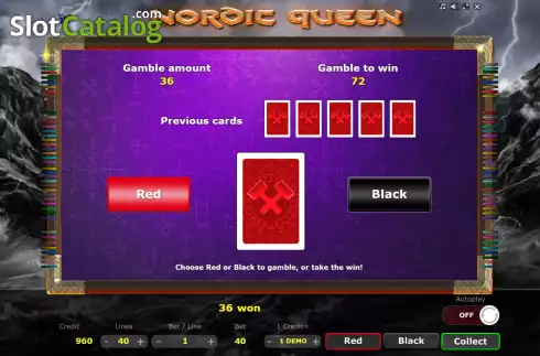 Risk game screen. Nordic Queen slot