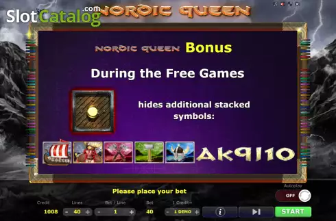 Bonus screen. Nordic Queen slot