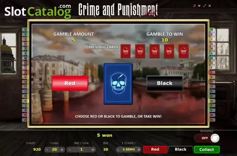 Risk game screen. Crime and Punishment slot