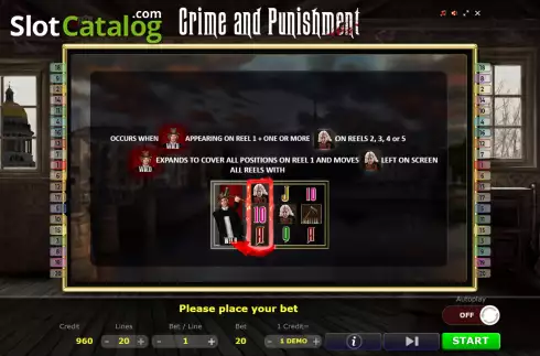 Expanding wild screen. Crime and Punishment slot