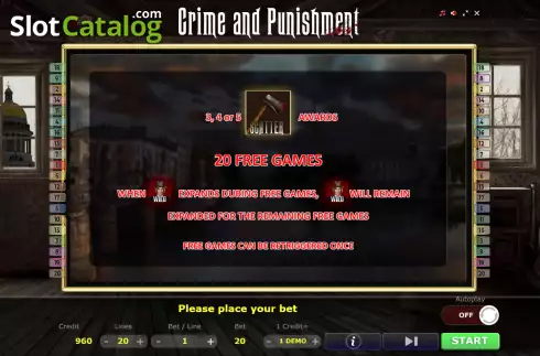 FS feature screen. Crime and Punishment slot