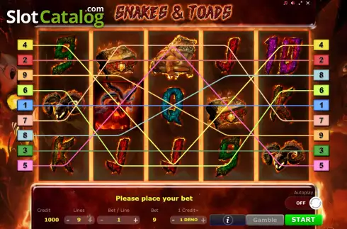 Schermo2. Snakes Toads slot