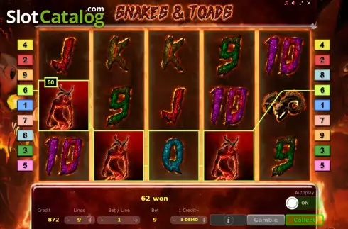 Schermo3. Snakes Toads slot