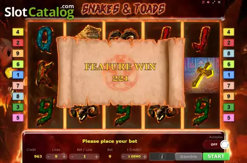 Schermo7. Snakes Toads slot