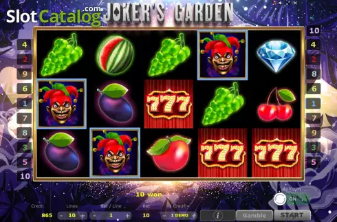 Free Games screen. Joker's Garden slot