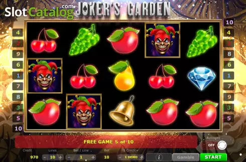 Free Games screen 3. Joker's Garden slot