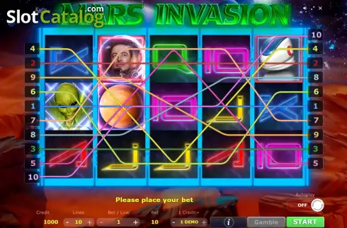 Game screen. Mars Invasion slot