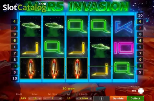 Win screen 2. Mars Invasion slot