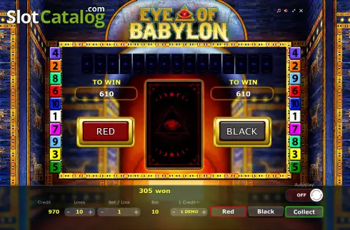 Risk Game screen. Eye of Babylon slot