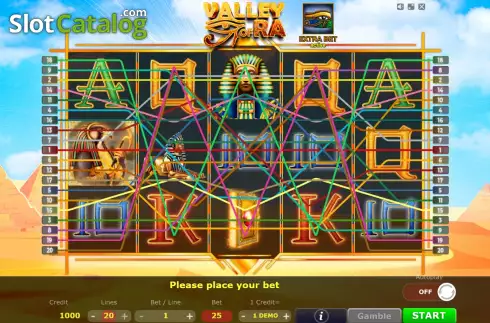 Game screen. Valley of Ra slot