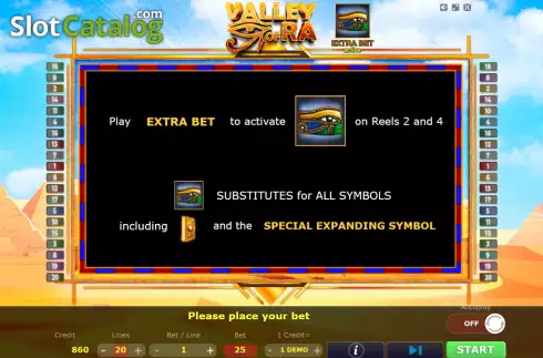Game Features screen 2. Valley of Ra slot