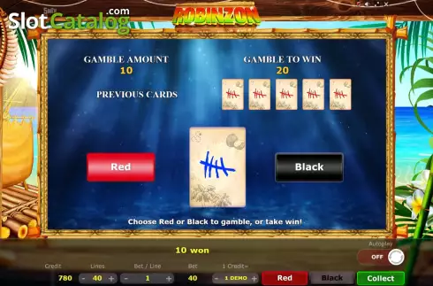 Risk Game screen. Robinzon slot