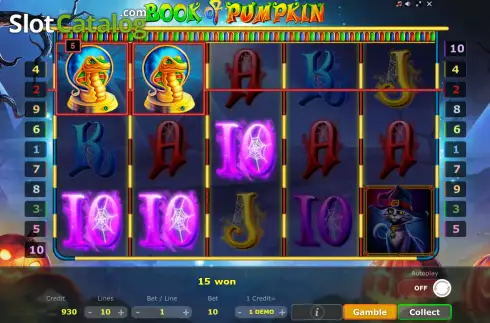 Écran4. Book of Pumpkin (Five Men Games) Machine à sous