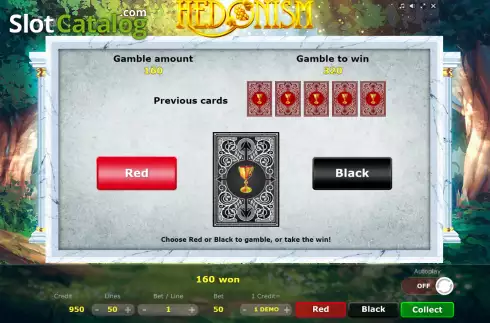 Risk Game screen. Hedoism slot