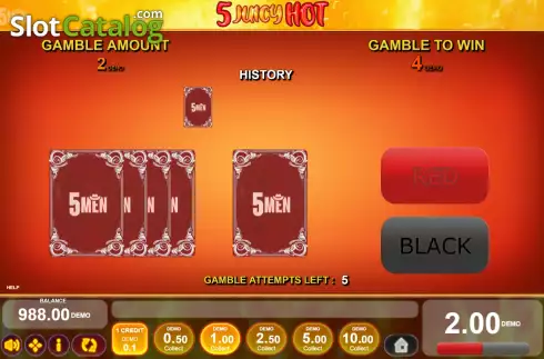 Risk Game screen. 5 Juicy Hot slot