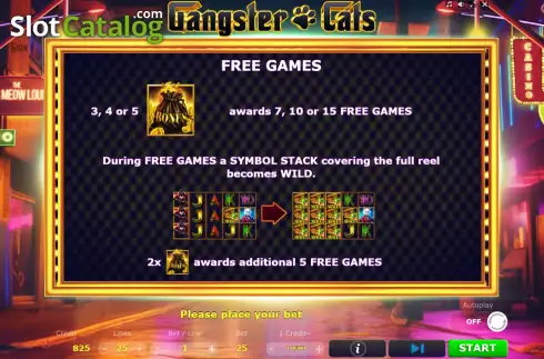 Game Features screen 2. Gangster Cats slot