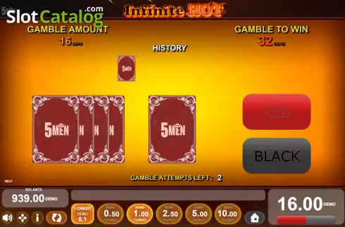 Risk Game screen. Infinite Hot slot