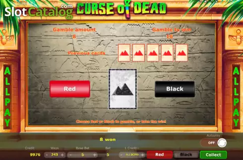 Risk Game screen. Curse of Dead slot