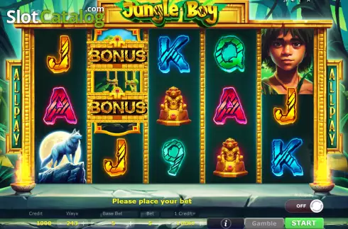 Reels screen. Jungle Boy (Five Men Games) slot