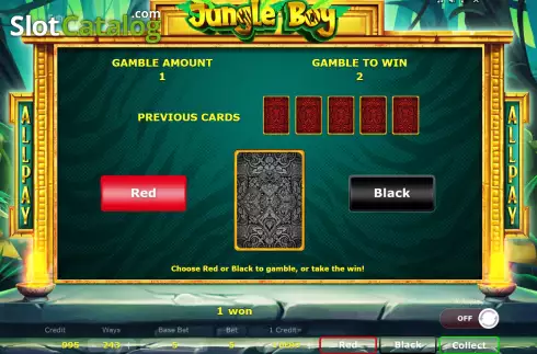 Risk Game screen. Jungle Boy (Five Men Games) slot
