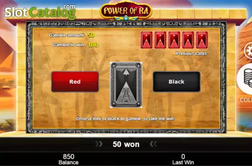 Risk Game screen. Power of Ra (Five Men Games) slot