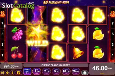 Win screen. 10 Burning Star slot