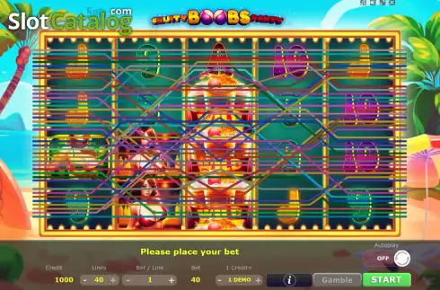 Game screen. Fruity Boobs Party slot