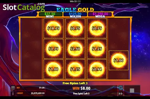 Bonus Game screen. Eagle Gold (Flipluck) slot