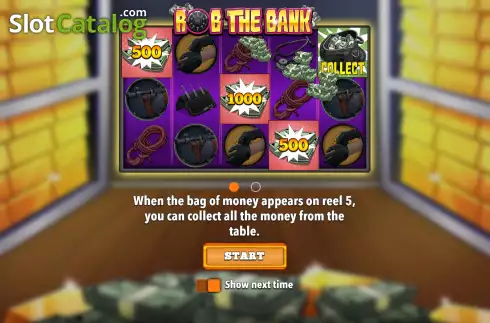 Start Game screen. Rob The Bank (Flipluck) slot