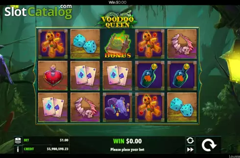 Game screen. Louisiana Voodoo Queen slot
