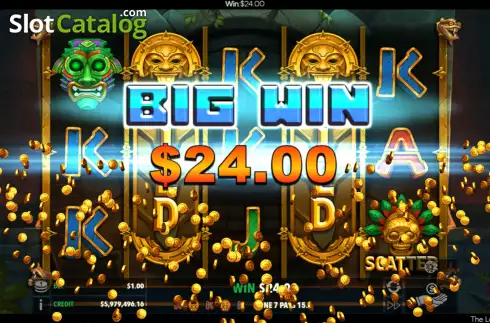 Big Win screen. The Lost Mayan Prophecy slot