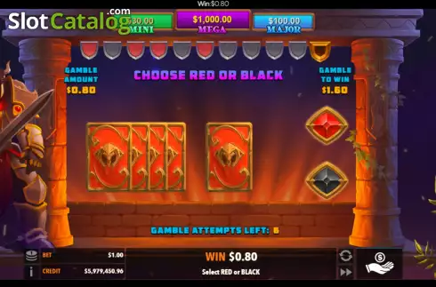 Gamble / Risk Game screen. The Dragon Seal slot