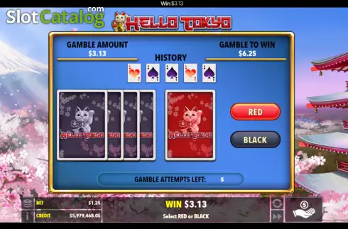 Gamble / Risk Game screen. Hello Tokyo slot