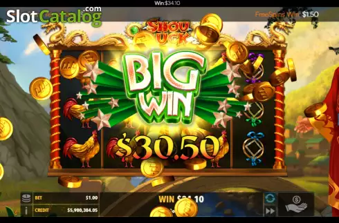 Big Win Free Spins screen. Shou Luck slot