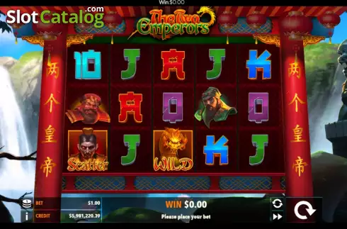 Game screen. The Two Emperors slot