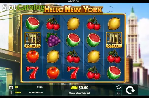 Game screen. Hello New York slot