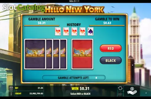 Gamble / Risk Game screen. Hello New York slot