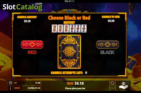 Gamble / Risk Game screen. Mysterious Lamp slot