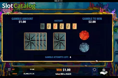 Gamble / Risk Game screen. Lucky Plunder slot
