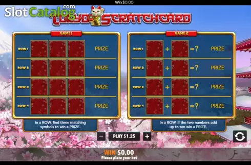Game screen. Tokyo Scratchcard slot