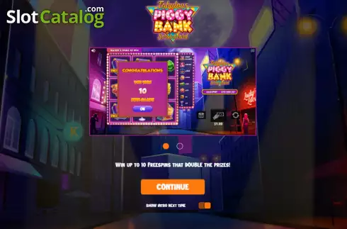 Start Game screen. Fabulous Piggy Bank Scratch Card slot